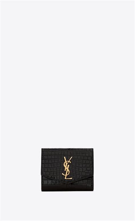 ysl uptown croc bag|saint laurent croc embossed wallet.